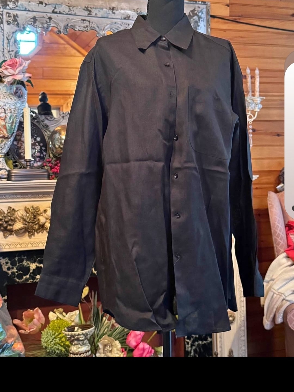 Liz Claiborne Black Button-Front Shirt Jacket